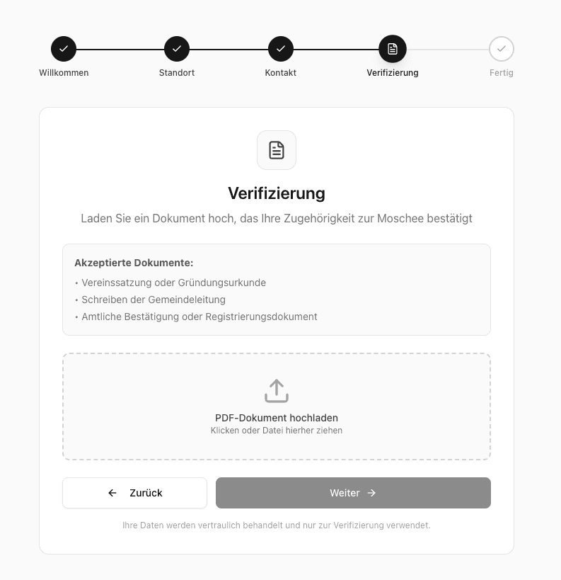 Verifizierung Schritt